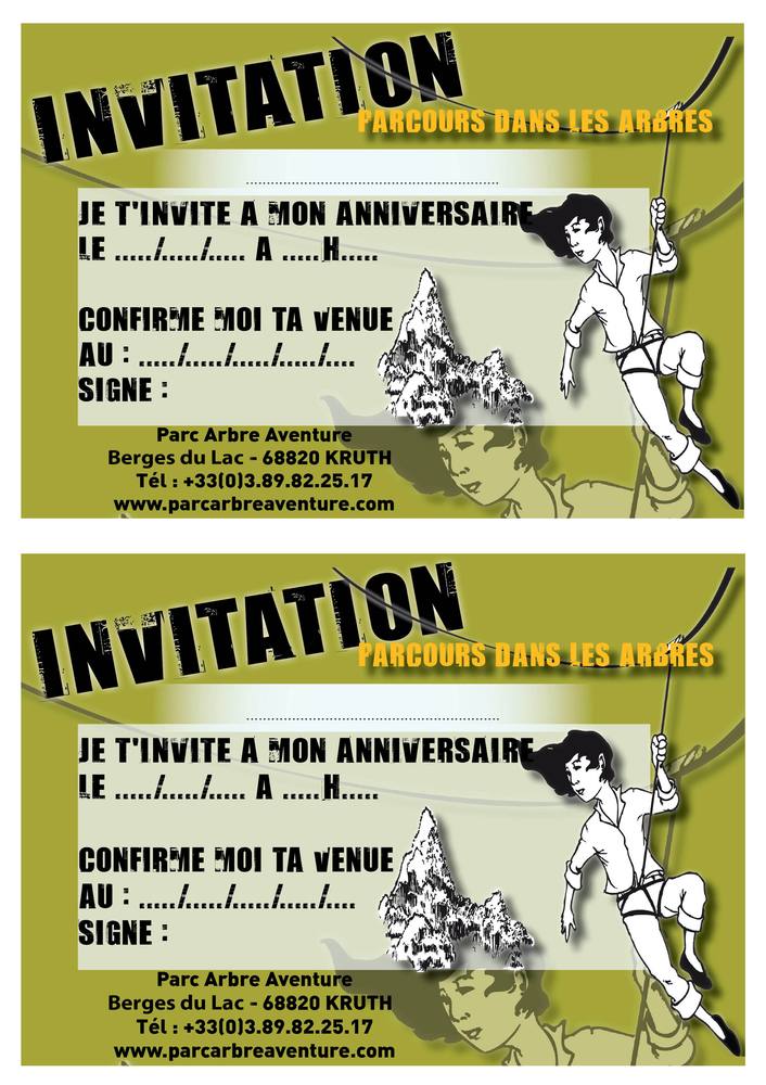Invitation d'anniversaire Parcours dans les arbres