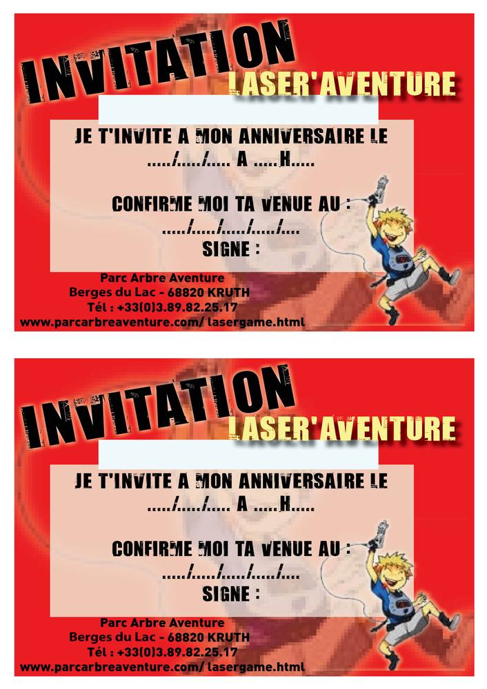 Invitation d'anniversaire Laser Aventure